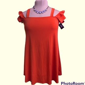 BCBGeneration size XS orange dress cold shoulders cap sleeves square neck